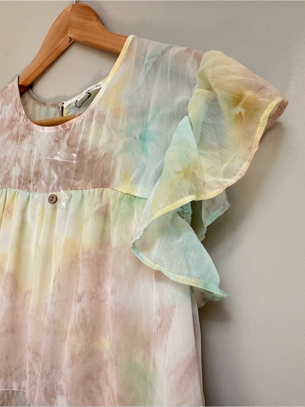 blu pepper Pastel Tie‑Dye Ruffle Sleeve Tiered Dress Women’s Small NWOT - Picture 5 of 13